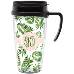 Tropical Leaves Acrylic Travel Mug with Handle (Personalized)