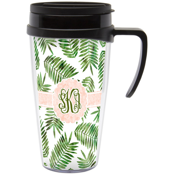 Custom Tropical Leaves Acrylic Travel Mug with Handle (Personalized)
