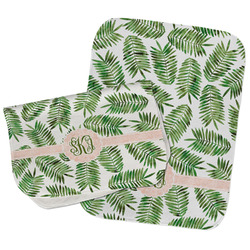 Tropical Leaves Burp Cloths - Fleece - Set of 2 w/ Monogram