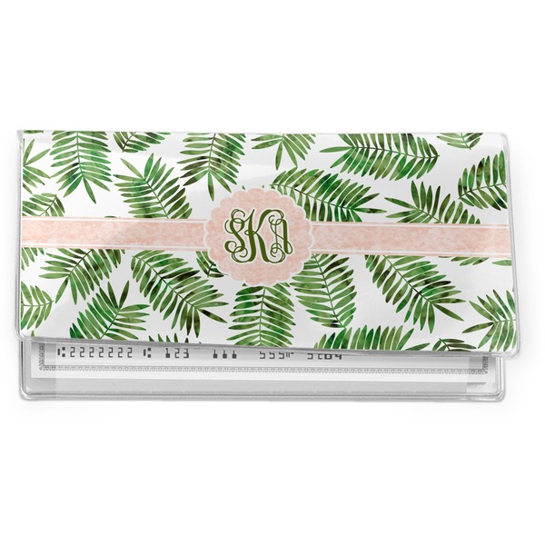 Custom Tropical Leaves Vinyl Checkbook Cover (Personalized)