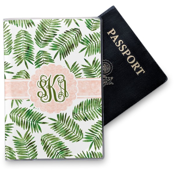 Custom Tropical Leaves Vinyl Passport Holder (Personalized)