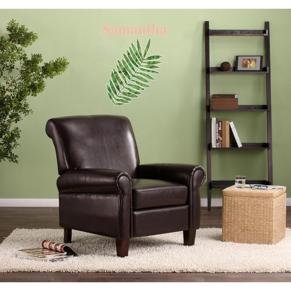 Tropical Leaves Wall Graphic on Living Room Wall