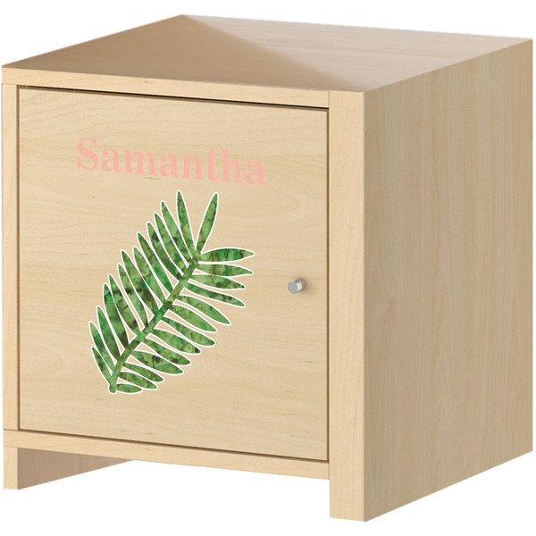 Tropical Leaves Wall Graphic on Wooden Cabinet
