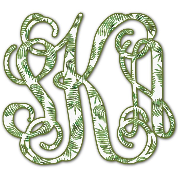 Custom Tropical Leaves Monogram Decal - Large (Personalized)