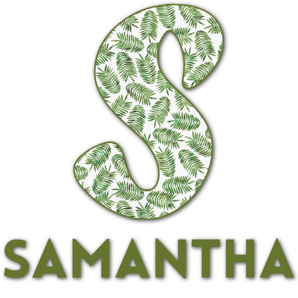 Custom Tropical Leaves Name & Initial Decal - Custom Sized (Personalized)