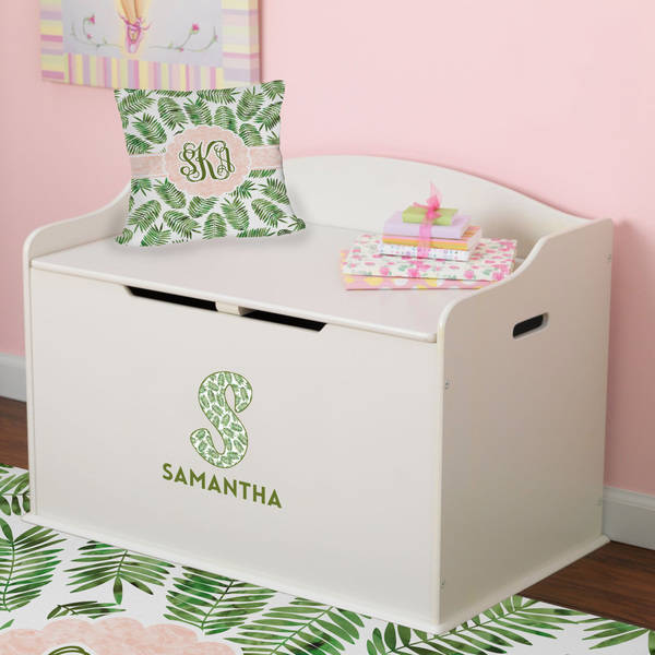 Tropical Leaves Wall Name & Initial Small on Toy Chest