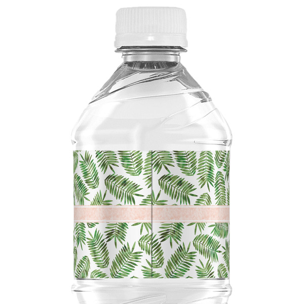 Tropical Leaves Water Bottle Label - Back View