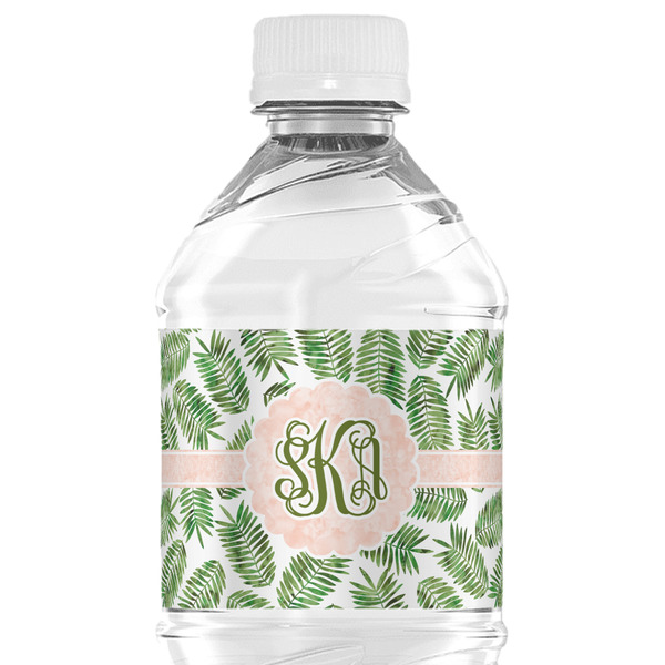 Custom Tropical Leaves Water Bottle Labels - Custom Sized (Personalized)