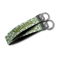 Tropical Leaves Wristlet Webbing Keychain Fob (Personalized)