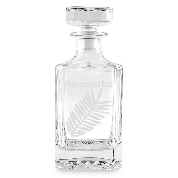 Custom Tropical Leaves Whiskey Decanter - 26 oz Square (Personalized)