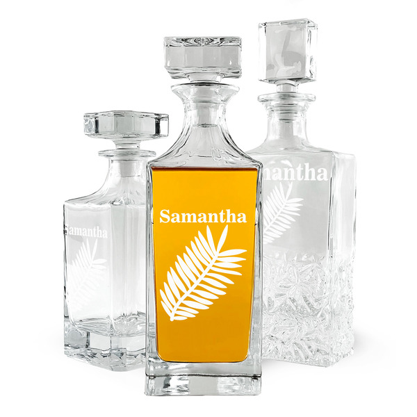 Custom Tropical Leaves Whiskey Decanter (Personalized)