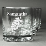 Tropical Leaves Whiskey Glasses (Set of 4) (Personalized)