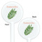 Tropical Leaves White Plastic 5.5" Stir Stick - Double Sided - Round - Front & Back
