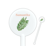 Tropical Leaves 5.5" Round Plastic Stir Sticks - White - Single Sided (Personalized)