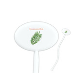 Tropical Leaves 7" Oval Plastic Stir Sticks - White - Double Sided (Personalized)