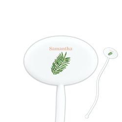 Tropical Leaves 7" Oval Plastic Stir Sticks - White - Single Sided (Personalized)