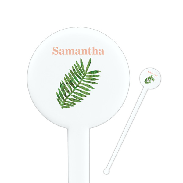 Custom Tropical Leaves Round Plastic Stir Sticks (Personalized)