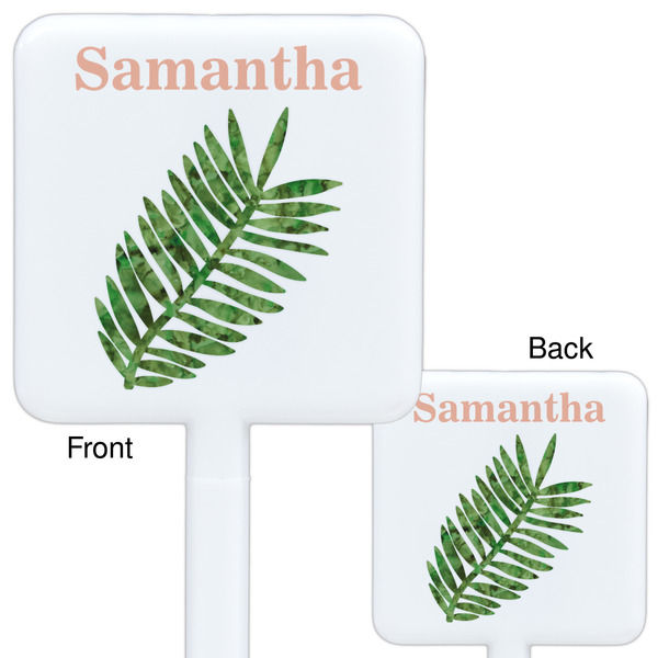 Tropical Leaves White Plastic Stir Stick - Double Sided - Approval