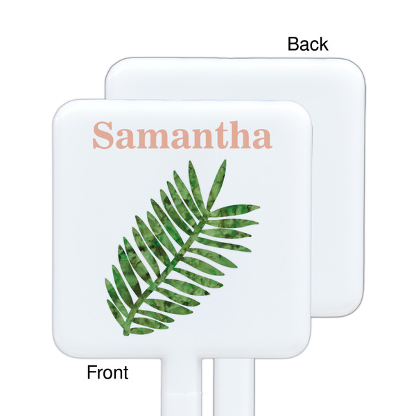 Tropical Leaves White Plastic Stir Stick - Single Sided - Square - Approval