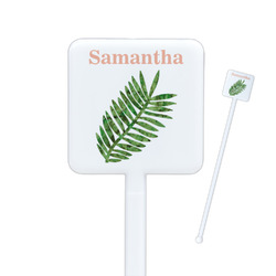 Tropical Leaves Square Plastic Stir Sticks - Double Sided (Personalized)