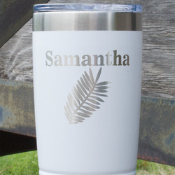 Tropical Leaves 20 oz Stainless Steel Tumbler - White - Single Sided (Personalized)