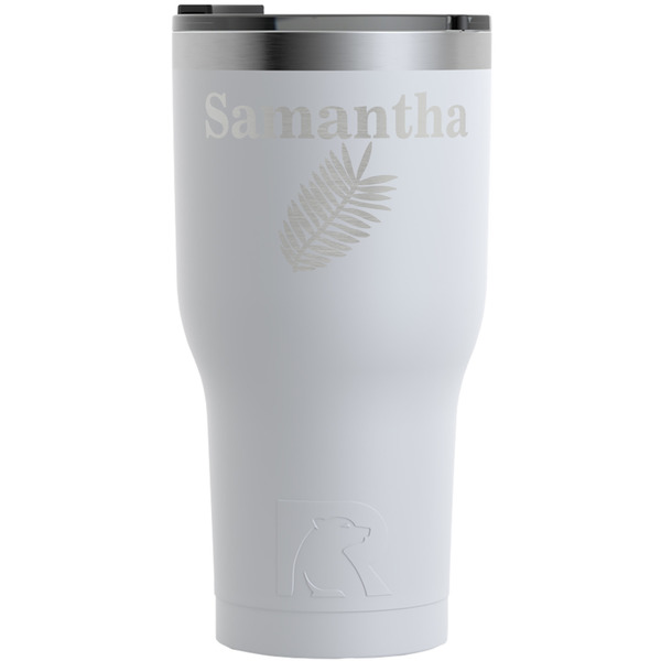 Custom Tropical Leaves RTIC Tumbler - White - Engraved Front (Personalized)