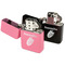 Tropical Leaves Windproof Lighters - Black & Pink - Open