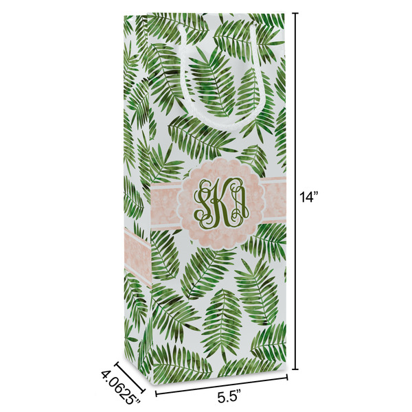 Tropical Leaves Wine Gift Bag - Dimensions