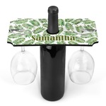 Tropical Leaves Wine Bottle & Glass Holder (Personalized)