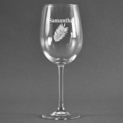 Tropical Leaves Wine Glass - Engraved (Personalized)