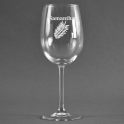 Tropical Leaves Wine Glass - Engraved (Personalized)
