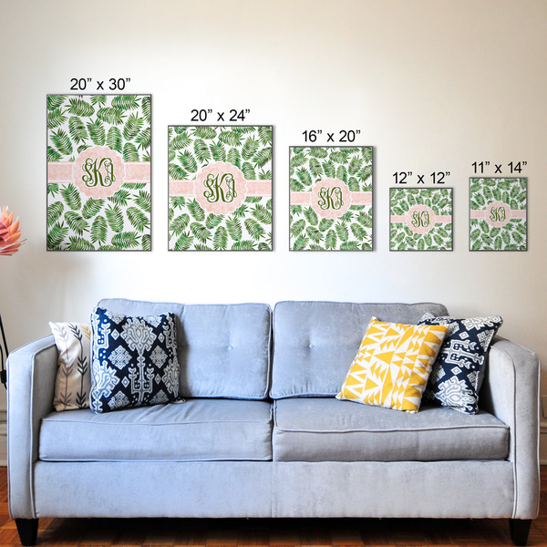 Tropical Leaves Wood Prints - Size Comparison