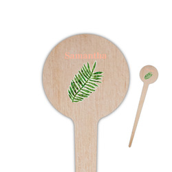 Tropical Leaves 4" Round Wooden Food Picks - Double Sided (Personalized)