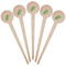 Tropical Leaves Wooden 4" Food Pick - Round - Fan View