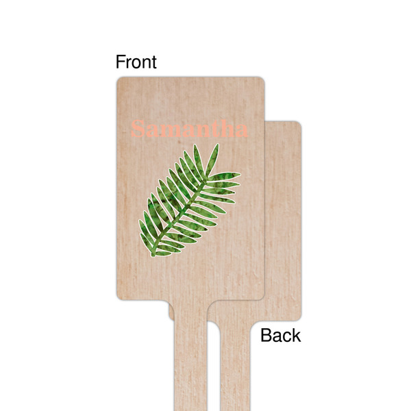 Tropical Leaves Wooden 6.25" Stir Stick - Rectangular - Single - Front & Back