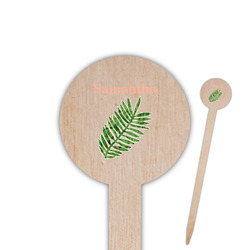 Tropical Leaves 6" Round Wooden Food Picks - Single Sided (Personalized)
