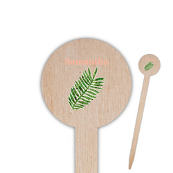 Tropical Leaves Round Wooden Food Picks (Personalized)