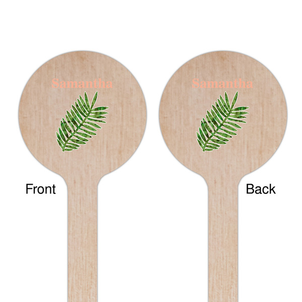 Tropical Leaves Wooden 6" Stir Stick - Round - Double Sided - Front & Back