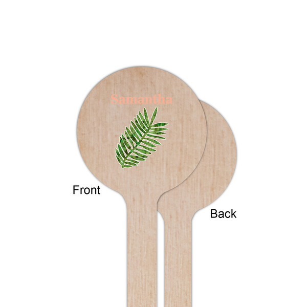 Tropical Leaves Wooden 6" Stir Stick - Round - Single Sided - Front & Back