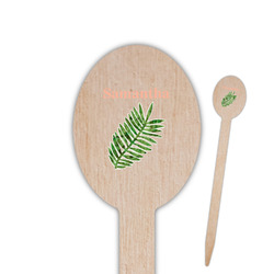 Tropical Leaves Oval Wooden Food Picks - Single Sided (Personalized)