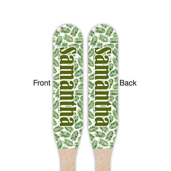 Tropical Leaves Wooden Food Pick - Paddle - Double Sided - Front & Back