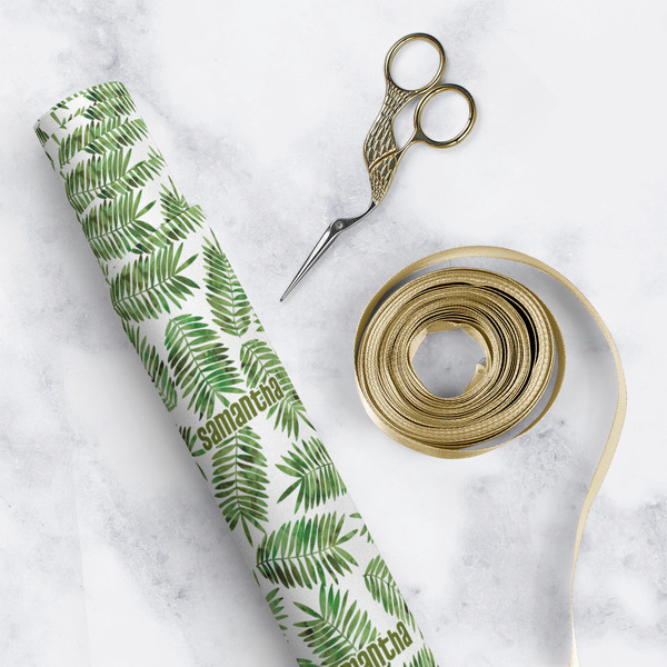 Tropical Leaves Wrapping Paper Roll - Matte - In Context