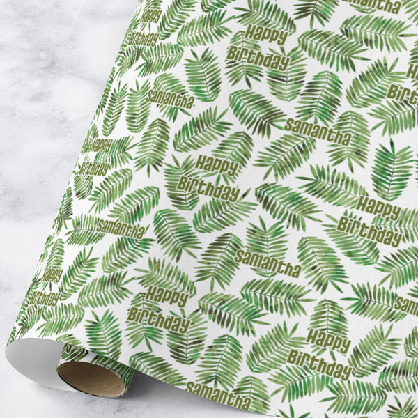 Custom Tropical Leaves Wrapping Paper Roll - Large - Matte (Personalized)