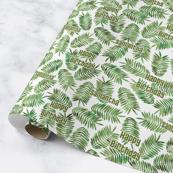 Custom Tropical Leaves Wrapping Paper Roll - Medium - Matte (Personalized)