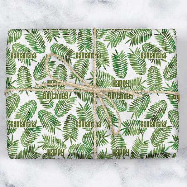 Tropical Leaves Wrapping Paper Roll - Matte - Wrapped Box