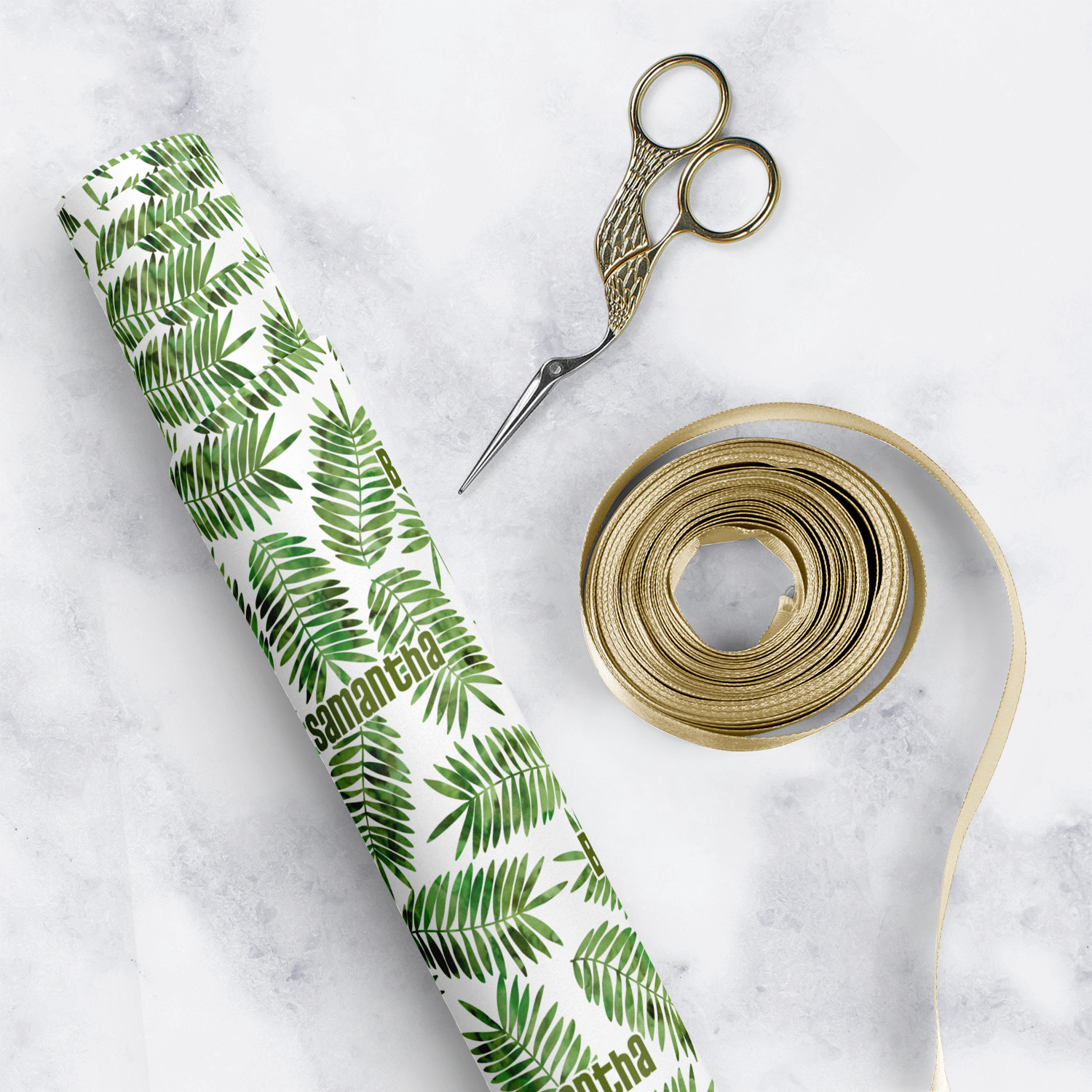 Tropical Leaves Wrapping Paper (Personalized) YouCustomizeIt
