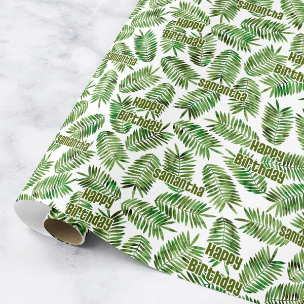 Custom Tropical Leaves Wrapping Paper Roll - Medium (Personalized)