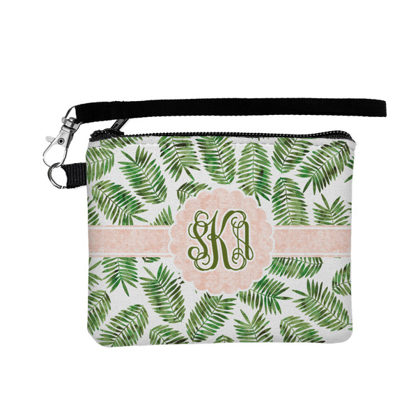 Custom Tropical Leaves Wristlet ID Case w/ Monogram