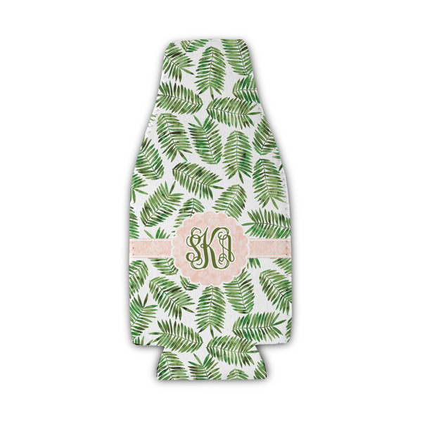 Custom Tropical Leaves Zipper Bottle Cooler (Personalized)
