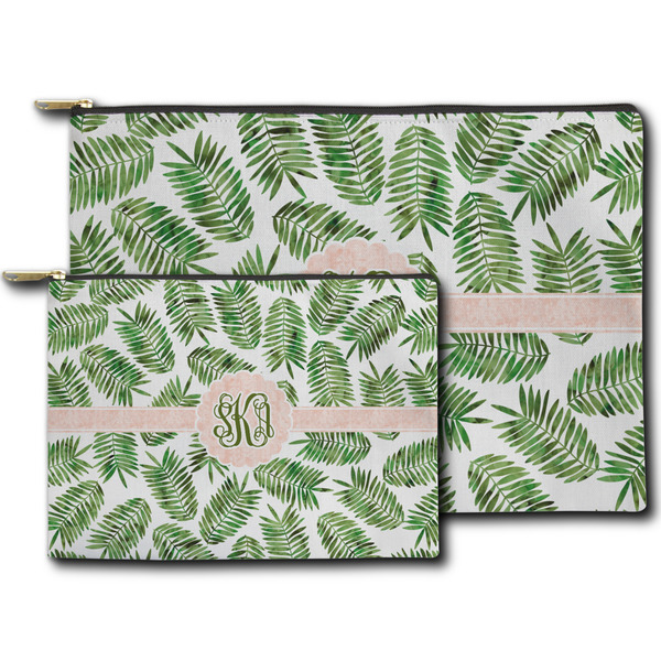 Tropical Leaves Zippered Pouches - Size Comparison